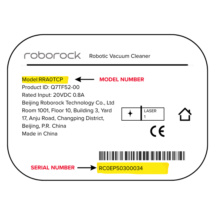 Locating your model and serial number – Roborock Store ANZ